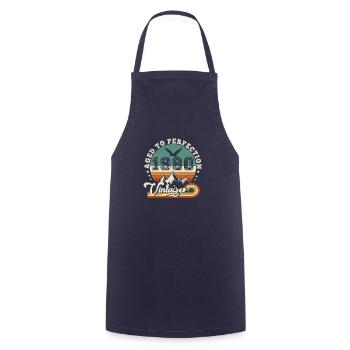 1981 Vintage Retro Anniversary 1981.Edition 2025. - Cooking Apron - navy - Front - AI Model Male 185 dark (185cm)