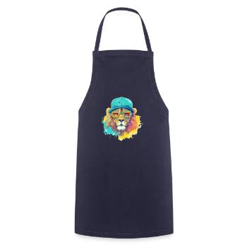 Izi le lion cool - Tablier de cuisine - marine - Devant - AI Model Male 185 dark (185cm)