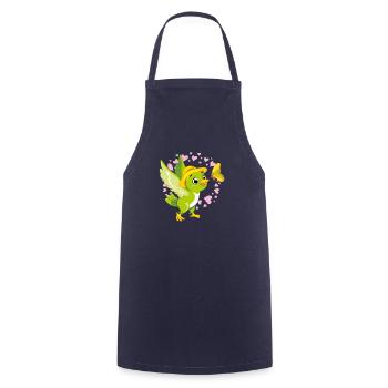 Cute green bird playing with butterfly - Cooking Apron - navy - Front - AI Model Male 185 dark (185cm)