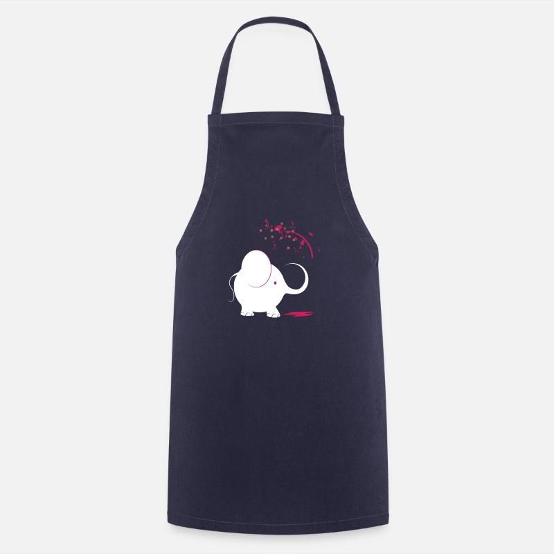 Weißer Elefant mit rosa Farbe - Kochschürze - Navy