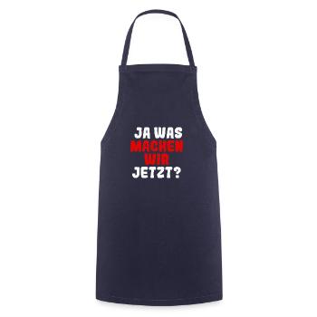 Ja was machen wir jetzt - Kochschürze - Navy - Vorne - AI Model Male 185 dark (185cm)