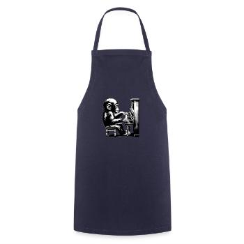 Monkey Orchestra Piano Street Art Banksy Style - Cooking Apron - navy - Front - AI Model Male 185 dark (185cm)
