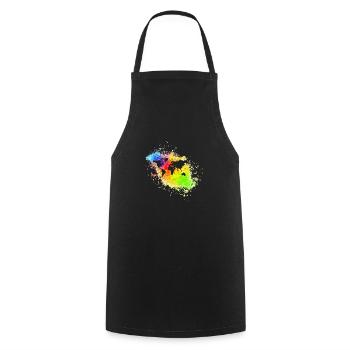 World in front of rainbow speckles - Cooking Apron - black - Front - AI Model Male 185 dark (185cm)