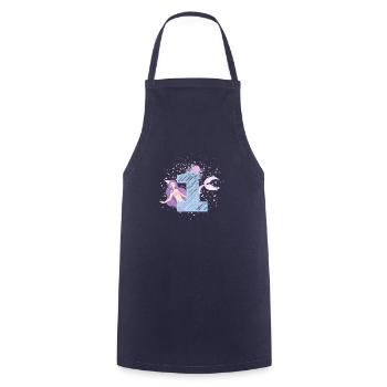 First Birthday Mermaid Girl Kids 1. - Cooking Apron - navy - Front - AI Model Male 185 dark (185cm)