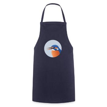 Kingfisher Bird Portrait Print/Illustration - Cooking Apron - navy - Front - AI Model Male 185 dark (185cm)