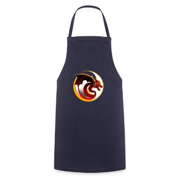 Dragon sur cercle blanc - Tablier de cuisine - marine - Devant - AI Model Male 185 dark (185cm)