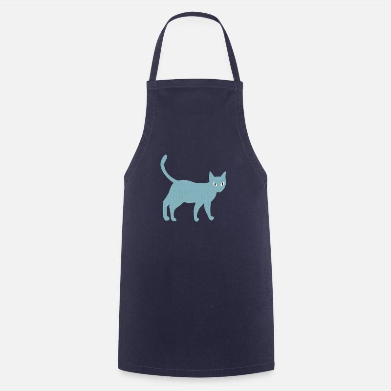 Cat with vintage pattern - Cooking Apron - navy