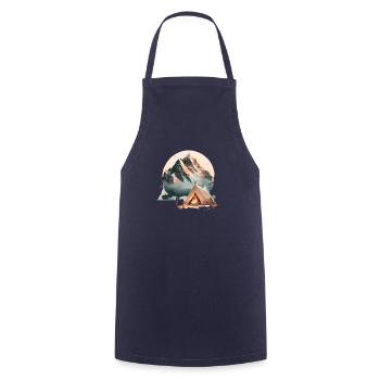 Tente dans les montagnes avec feu de camp - Tablier de cuisine - marine - Devant - AI Model Male 185 dark (185cm)