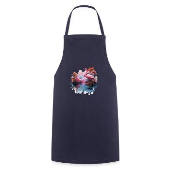 Flamingos pink birds nature design - Cooking Apron - navy - Front - AI Model Male 185 dark (185cm)