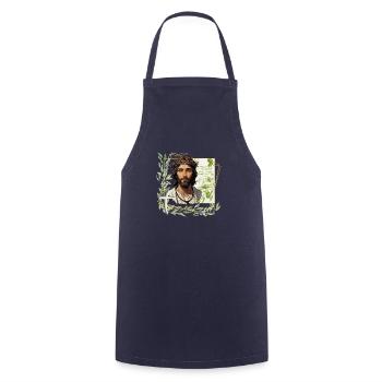 Fearless Faith: Psalm 27:1 Illustrated Tea - Cooking Apron - navy - Front - AI Model Male 185 dark (185cm)