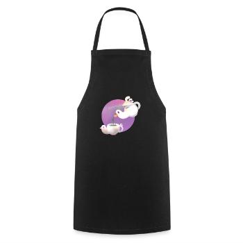 Service à thé profond - Tablier de cuisine - noir - Devant - AI Model Male 185 dark (185cm)