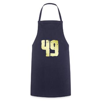 49 Zahl Vintage - Kochschürze - Navy - Vorne - AI Model Male 185 dark (185cm)
