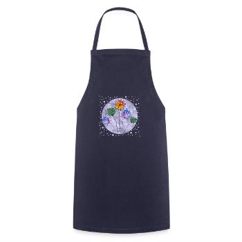 fleurs - Tablier de cuisine - marine - Devant - AI Model Male 185 dark (185cm)