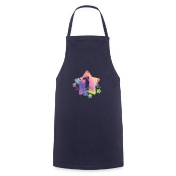 Colorful number 1 - Cooking Apron - navy - Front - AI Model Male 185 dark (185cm)