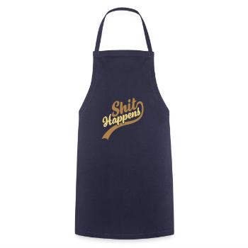 Lettering Shit happens Quote - Cooking Apron - navy - Front - AI Model Male 185 dark (185cm)