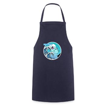 Cat and big wave - Cooking Apron - navy - Front - AI Model Male 185 dark (185cm)