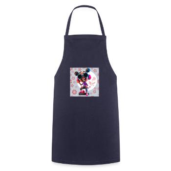 FUNNY MUSIC ILLUSTRATION GIRL 12 - Cooking Apron - navy - Front - AI Model Male 185 dark (185cm)