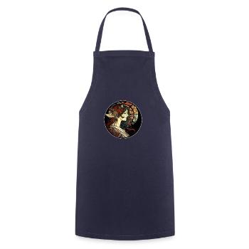 Mystischer Frauen-Jugendstil-Weg - Kochschürze - Navy - Vorne - AI Model Male 185 dark (185cm)