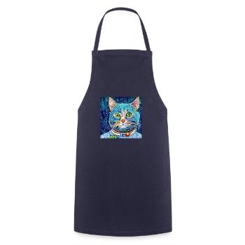 Astronaut cat van gogh - Cooking Apron - navy - Front - AI Model Male 185 dark (185cm)