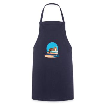 Livre de chat Chaton Livres Chat Lecture Chat domestique Chat - Tablier de cuisine - marine - Devant - AI Model Male 185 dark (185cm)