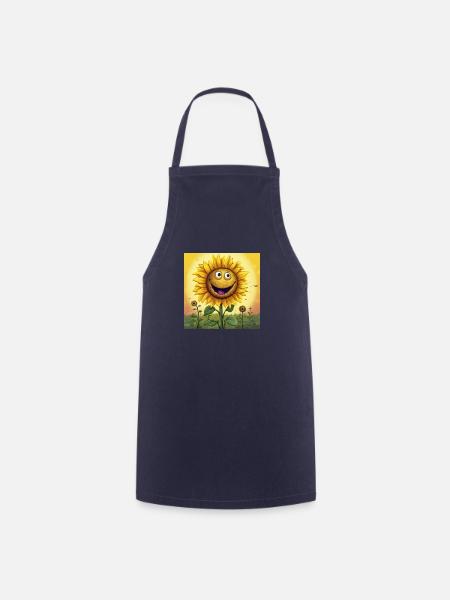 Sonnenblume Cartoon - Kochschürze - Navy