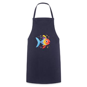 Beautiful colorful fish swimming in the sea - Cooking Apron - navy - Front - AI Model Male 185 dark (185cm)
