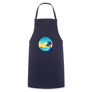 Sommer Palme Geschenk Urlaub Baum Sonne Palmen - Kochschürze - Navy - Vorne - AI Model Male 185 dark (185cm)