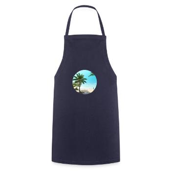 Sommerurlaub Strand Palmen Insel Sonne Palme - Kochschürze - Navy - Vorne - AI Model Male 185 dark (185cm)