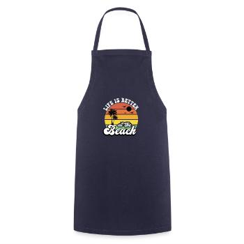 Life is better at the beach! - Cooking Apron - navy - Front - AI Model Male 185 dark (185cm)