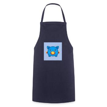 Petit cochon bleu mignon - Tablier de cuisine - marine - Devant - AI Model Male 185 dark (185cm)