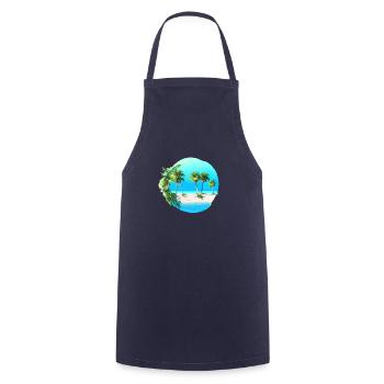 Sommerurlaub Palmen Sonne Palme Insel Strand - Kochschürze - Navy - Vorne - AI Model Male 185 dark (185cm)