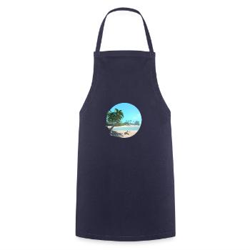 Sommerurlaub Strand Palmen Insel Sonne Palme - Kochschürze - Navy - Vorne - AI Model Male 185 dark (185cm)