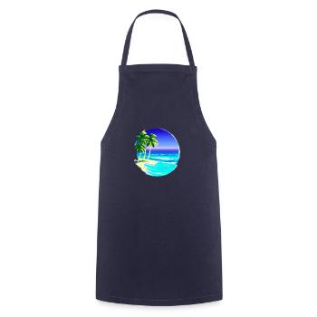 Palm Islands Sun Summer Holiday Beach Palm Tree - Tablier de cuisine - marine - Devant - AI Model Male 185 dark (185cm)
