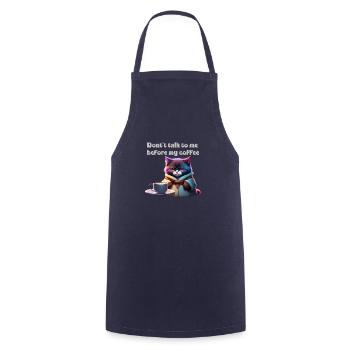 Drôle de chat et de café - Tablier de cuisine - marine - Devant - AI Model Male 185 dark (185cm)