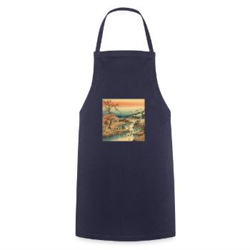 Beauté nostalgique du Japon - Tablier de cuisine - marine - Devant - AI Model Male 185 dark (185cm)