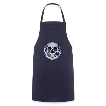 Grey Skull - Ornament - Cooking Apron - navy - Front - AI Model Male 185 dark (185cm)