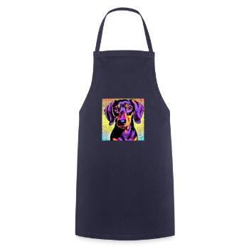 Teckel Pop Art - Tablier de cuisine - marine - Devant - AI Model Male 185 dark (185cm)
