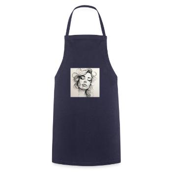 One Line Woman - Cooking Apron - navy - Front - AI Model Male 185 dark (185cm)