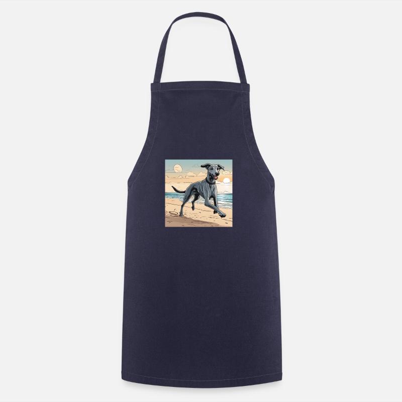 Lurcher on the Beach - Cooking Apron - navy