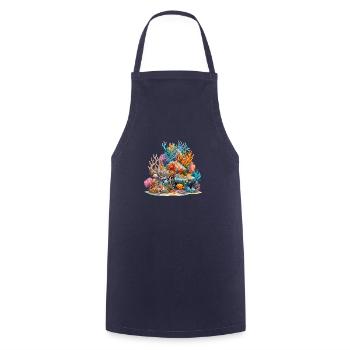 The Great Barrier Reef, a natural wonder - Cooking Apron - navy - Front - AI Model Male 185 dark (185cm)