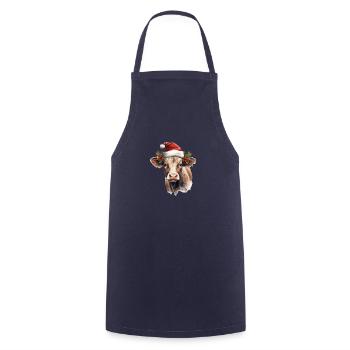 Kuh mit Weihnachtsmütze, T-Shirt, Tasse - Kochschürze - Navy - Vorne - AI Model Male 185 dark (185cm)