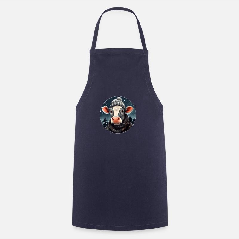Vache en hiver - Tablier de cuisine - marine