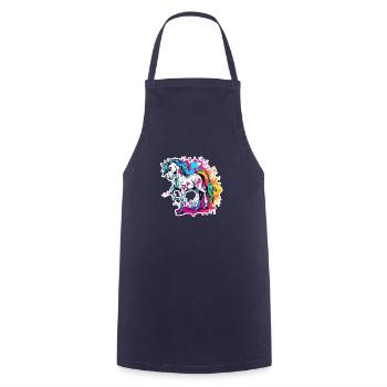Pony / Horse / Animal / Riding / Mane / Stable - Cooking Apron - navy - Front - AI Model Male 185 dark (185cm)