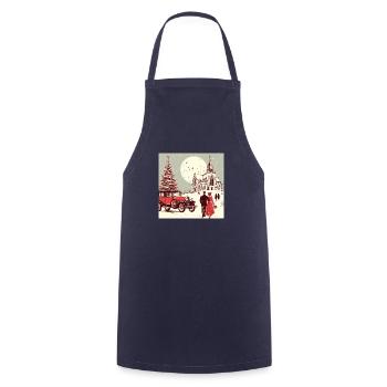 Church with fir tree in winter - Cooking Apron - navy - Front - AI Model Male 185 dark (185cm)