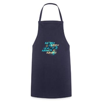 Bunter Butterfly Splatter Logo Blue - Kochschürze - Navy - Vorne - AI Model Male 185 dark (185cm)