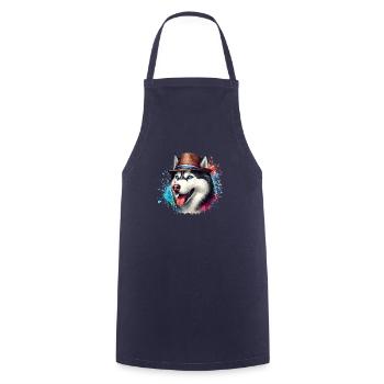 Husky head with hat - Cooking Apron - navy - Front - AI Model Male 185 dark (185cm)