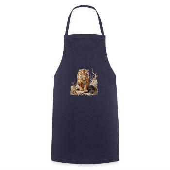The striped pattern makes a tiger famous - Cooking Apron - navy - Front - AI Model Male 185 dark (185cm)
