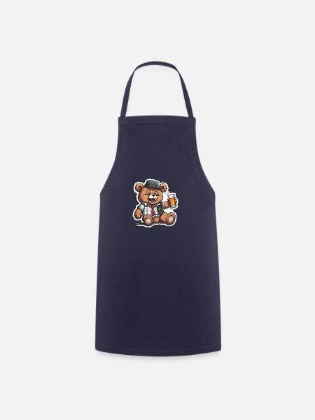 Feiernder Teddy mit Stil - Kochschürze - Navy