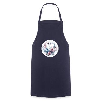 Cygne : L'amour tendre - Tablier de cuisine - marine - Devant - AI Model Male 185 dark (185cm)