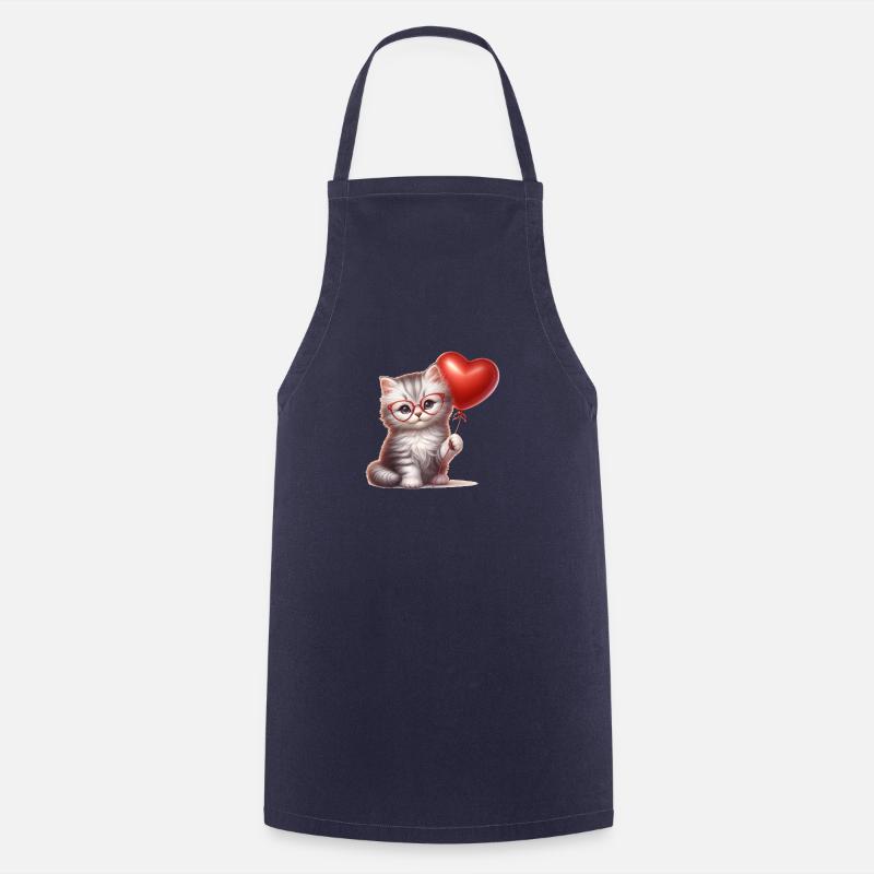 A cute kitten wearing glasses - Tablier de cuisine - marine